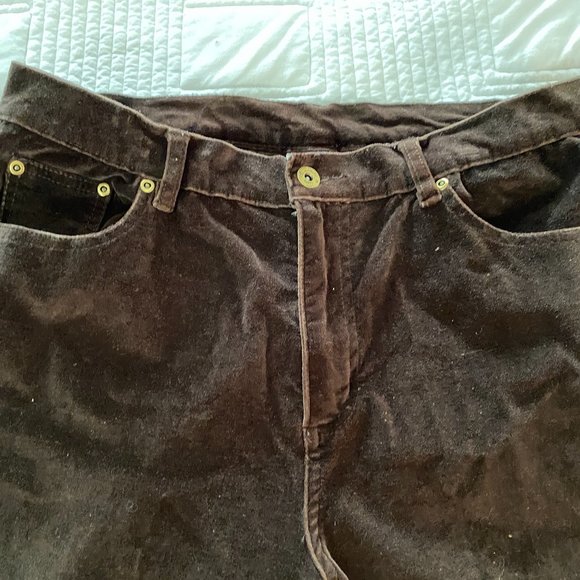 EUC~DG2 Diane Gilman Stretch Velvet straight leg Jean Women's~Brown sz 12 - Picture 5 of 12